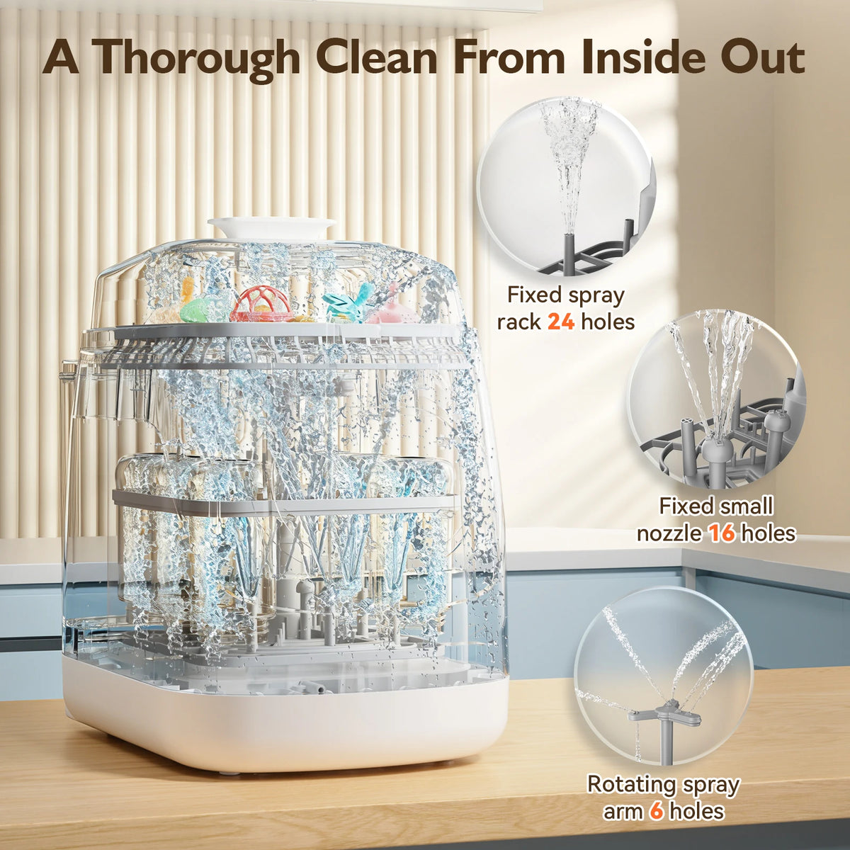 Baby Bottle Washer, Sterilizer & Dryer – Multi-Function Bottle Care Machine