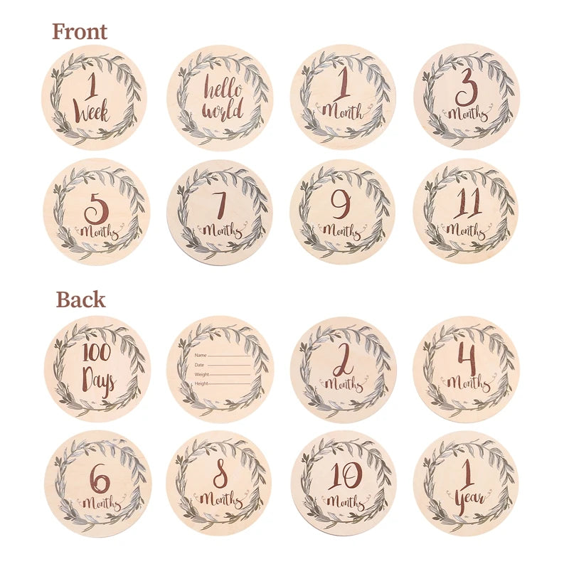 Baby Wooden Train Milestone Cards – 14-Piece Set with Organizer Box