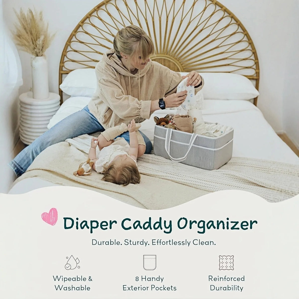 Large Capacity Diaper Organizer Bag – Lightweight Multifunctional Baby Storage Tote