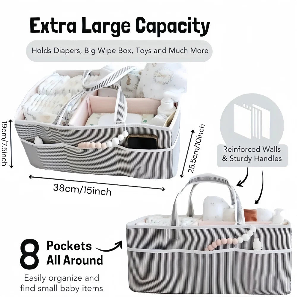 Large Capacity Diaper Organizer Bag – Lightweight Multifunctional Baby Storage Tote