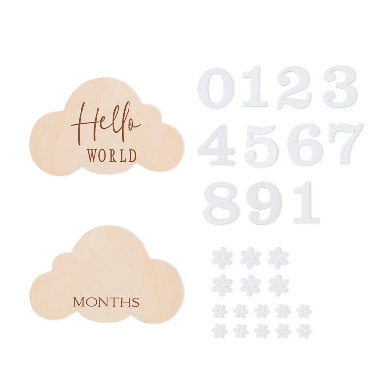 Baby Wooden Train Milestone Cards – 14-Piece Set with Organizer Box