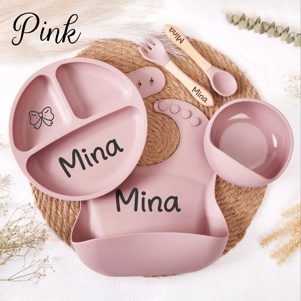 Personalized Silicone Baby Feeding Set – 5-Piece Toddler Weaning Set with Custom Name
