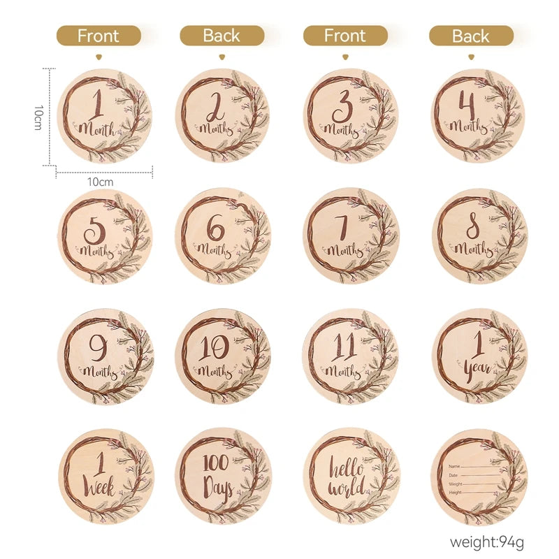 Baby Wooden Train Milestone Cards – 14-Piece Set with Organizer Box