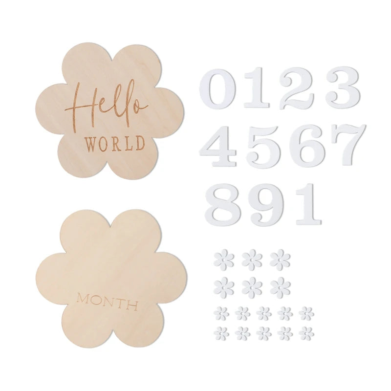Baby Wooden Train Milestone Cards – 14-Piece Set with Organizer Box
