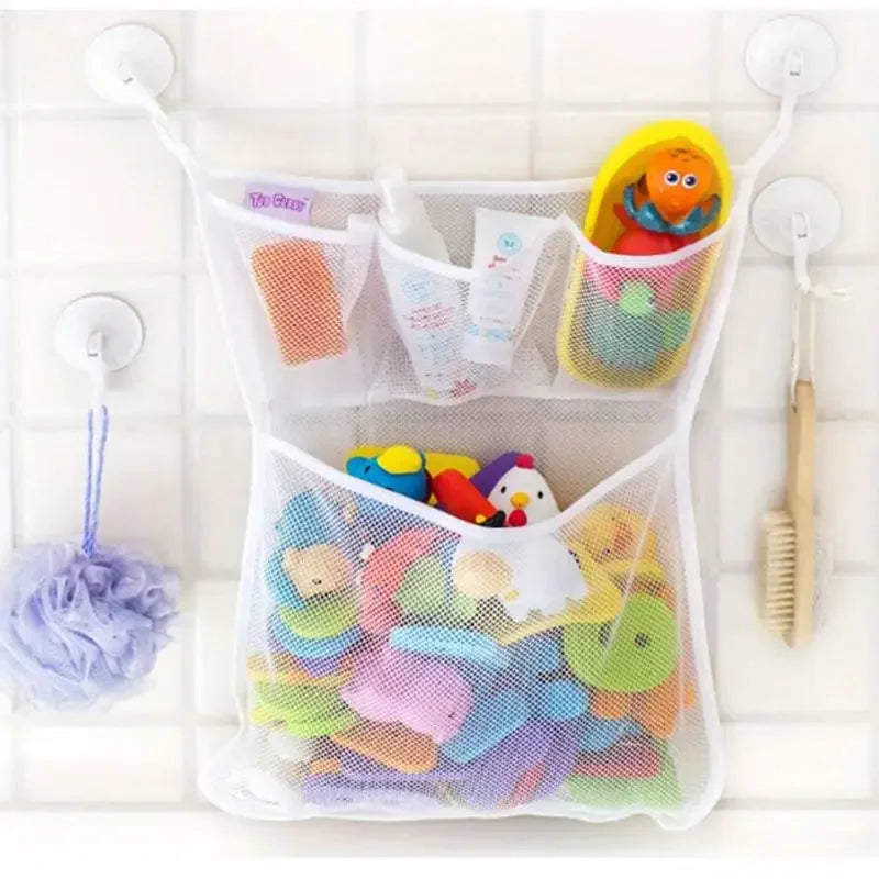 Baby Bath Toy Storage Bag – Mesh Bathroom Organizer with Suction Cups