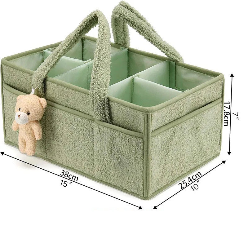 Baby Diaper Caddy Organizer with Handle – Portable Storage Basket for Diapers, Wipes & Baby Essentials