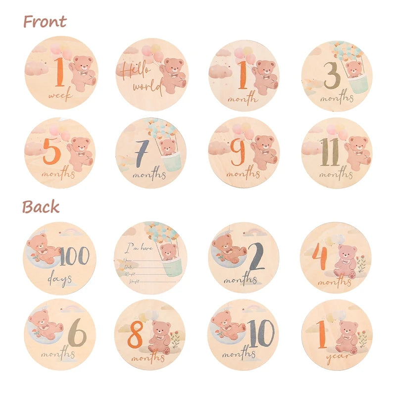 Baby Wooden Train Milestone Cards – 14-Piece Set with Organizer Box