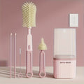 Baby Silicone Bottle Brush Set – 360° Rotating Bottle Cleaning Brush with Drying Rack