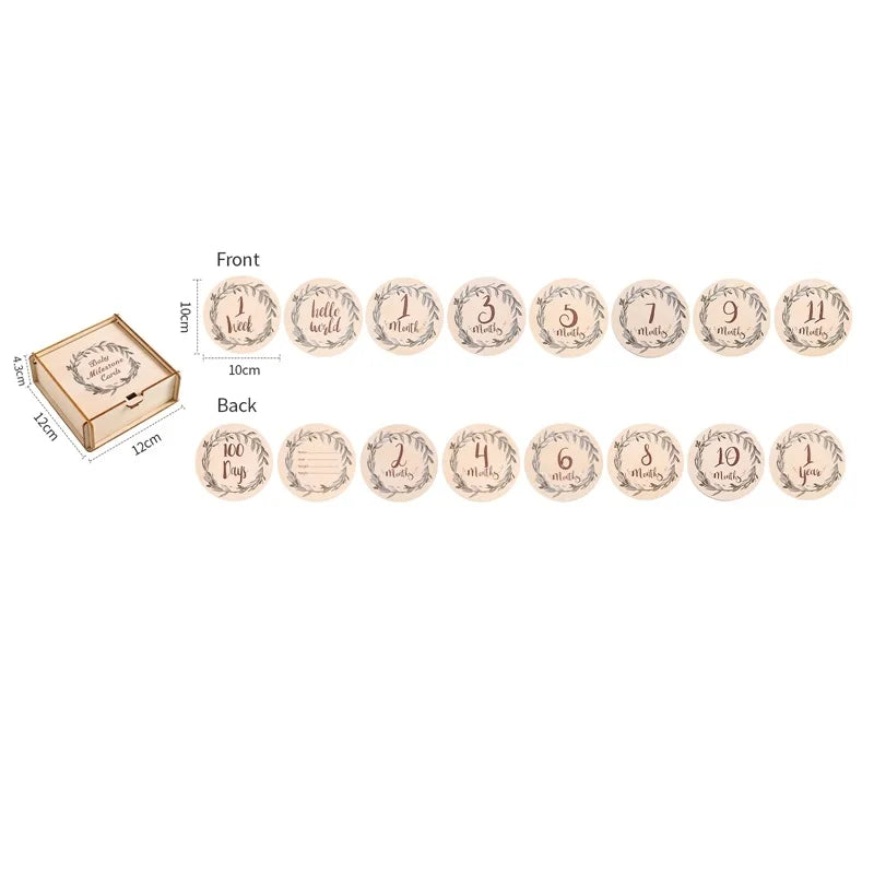 Baby Wooden Train Milestone Cards – 14-Piece Set with Organizer Box