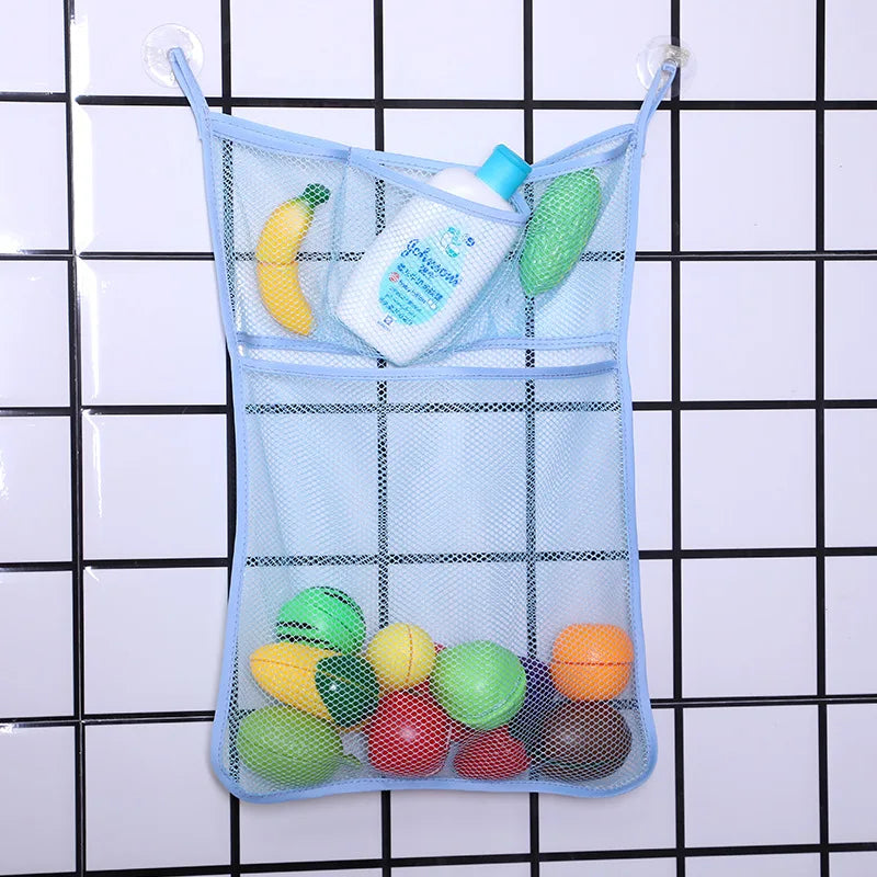 Baby Bath Toy Storage Bag – Mesh Bathroom Organizer with Suction Cups
