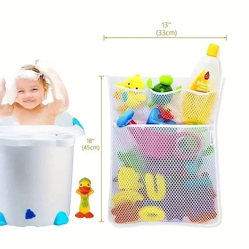 Baby Bath Toy Storage Bag – Mesh Bathroom Organizer with Suction Cups