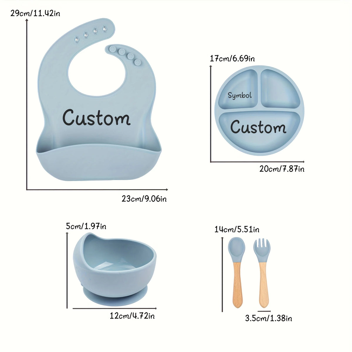 Personalized Silicone Baby Feeding Set – 5-Piece Toddler Weaning Set with Custom Name