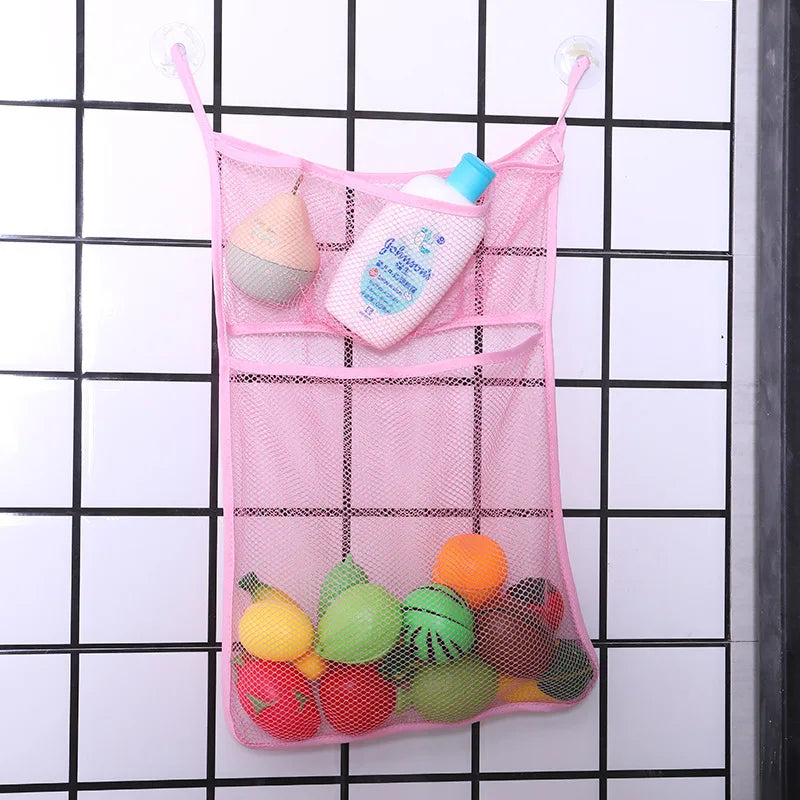 Baby Bath Toy Storage Bag – Mesh Bathroom Organizer with Suction Cups