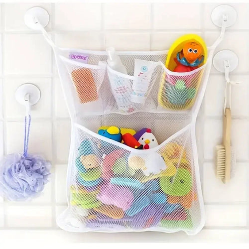 Baby Bath Toy Storage Bag – Mesh Bathroom Organizer with Suction Cups